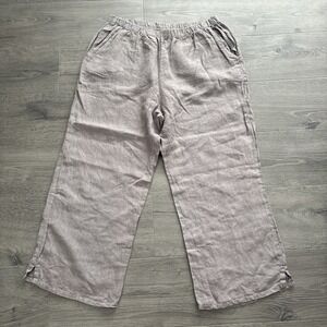 Women's Cropped Linen Pants - Gray